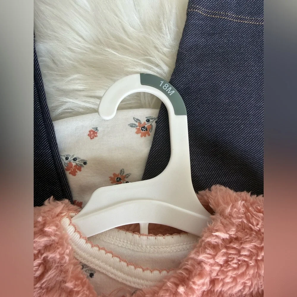 Plush Bow Vest & Floral Bodysuit Set - Dusty Rose